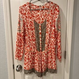 Free People women Romper Orange and White Size SX